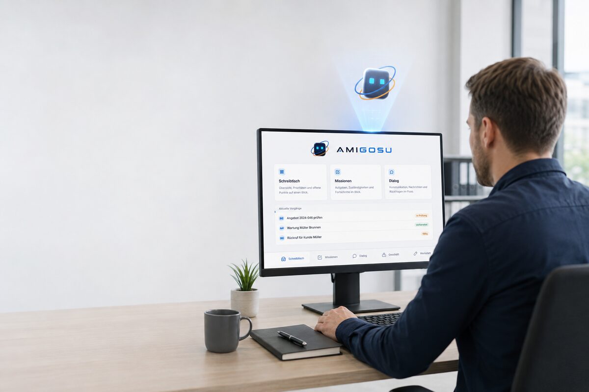 AMIGOSU-Cockpit in der Anwendung: Der Betrieb sieht sich selbst zu